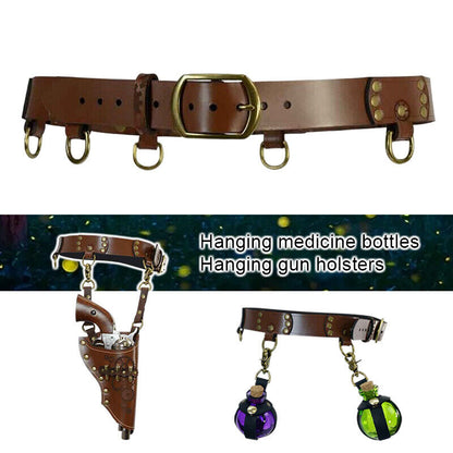 Medieval PU Leather Steampunk Belt Alchemy Potion Bottle Holder Larp Costume