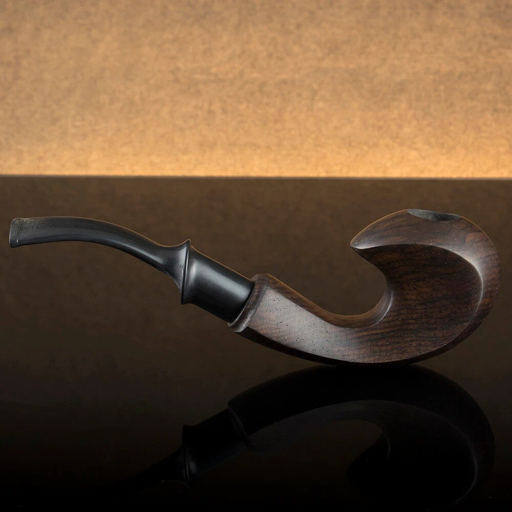 Natural Filter Ebony Wooden Smoking Pipe Handmade Bent Wood Tobacco Pipes 9mm