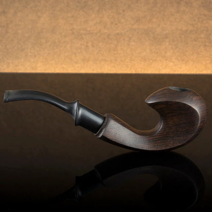 Natural Filter Ebony Wooden Smoking Pipe Handmade Bent Wood Tobacco Pipes 9mm