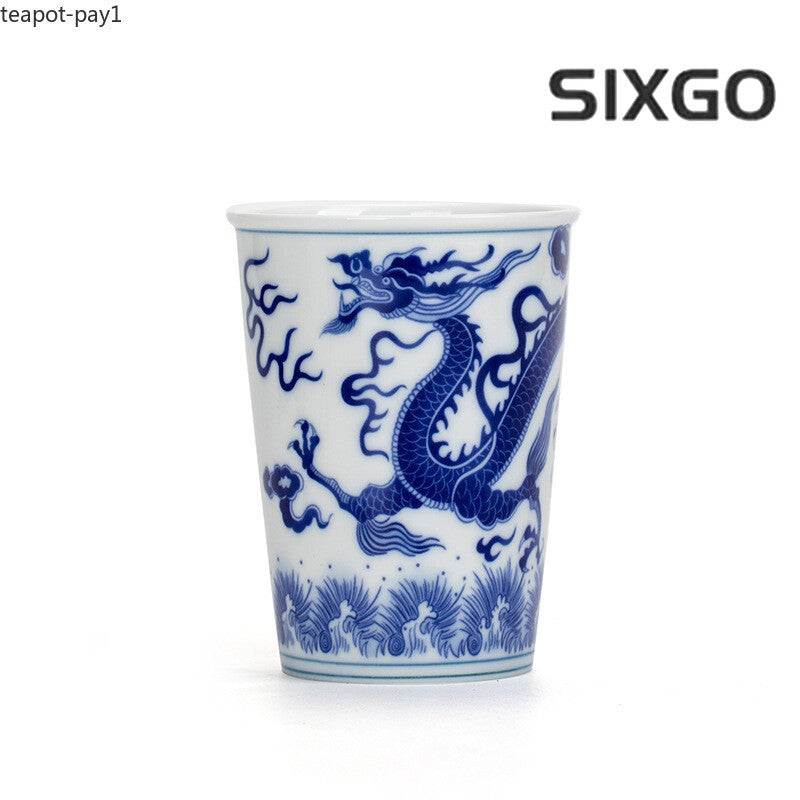 Dragon Chinese Tea Cup White and Blue Beautiful Teacup Phoenix Teaware A Cup