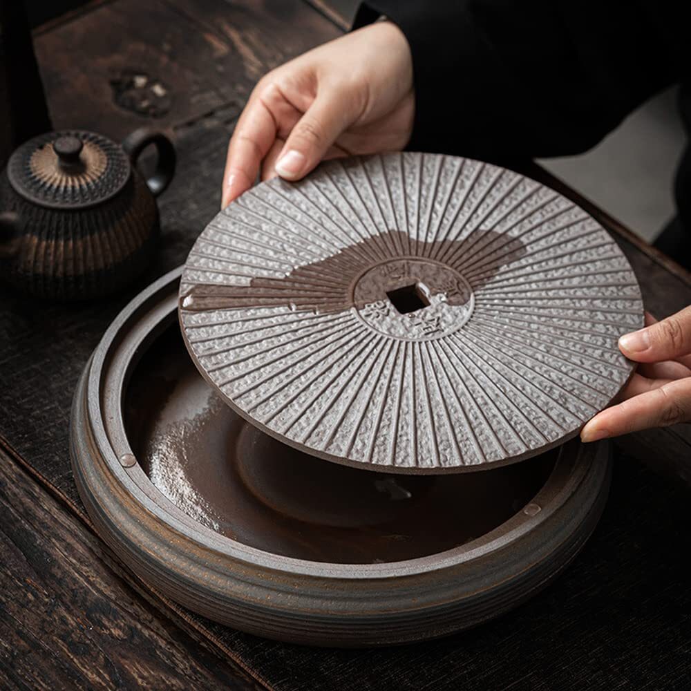 26.7cm Retro Ceramic Tea Tray Room Water Storage Tea Tray