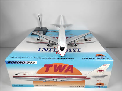1:200 InFlight TWA Boeing 747 N93117 Passenger Airplane Diecast Plane Model
