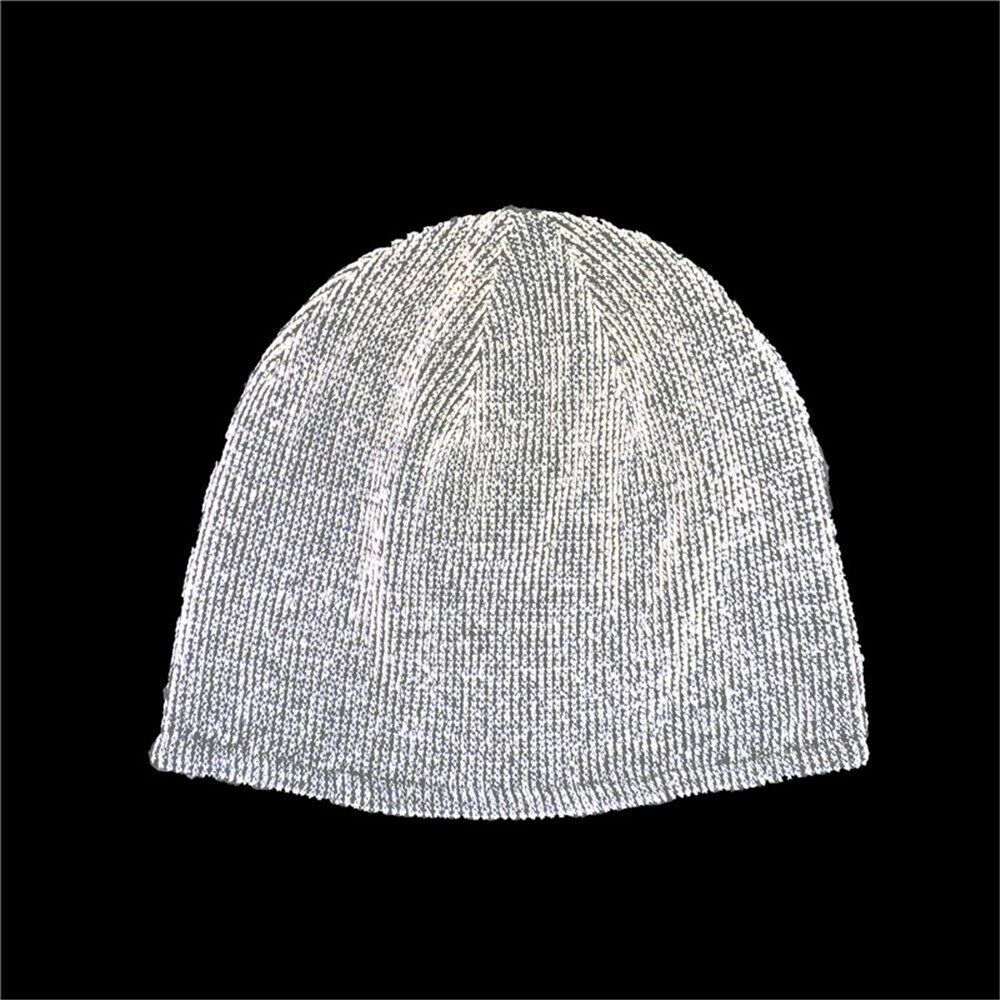 Reflective Beanie Hat Mens Womens Autumn Winter Warm Knitted Hats Bonnet Ski Cap