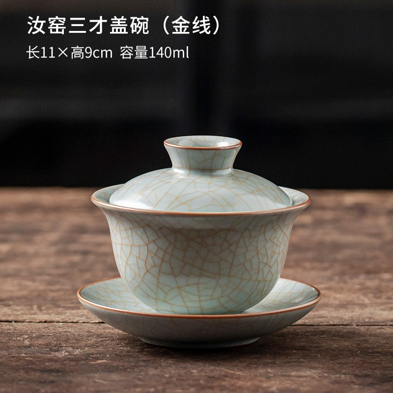 Rukiln Cover Bowls Teacups Single Tea Bowl for Household Sancai Ceramic Tea Set