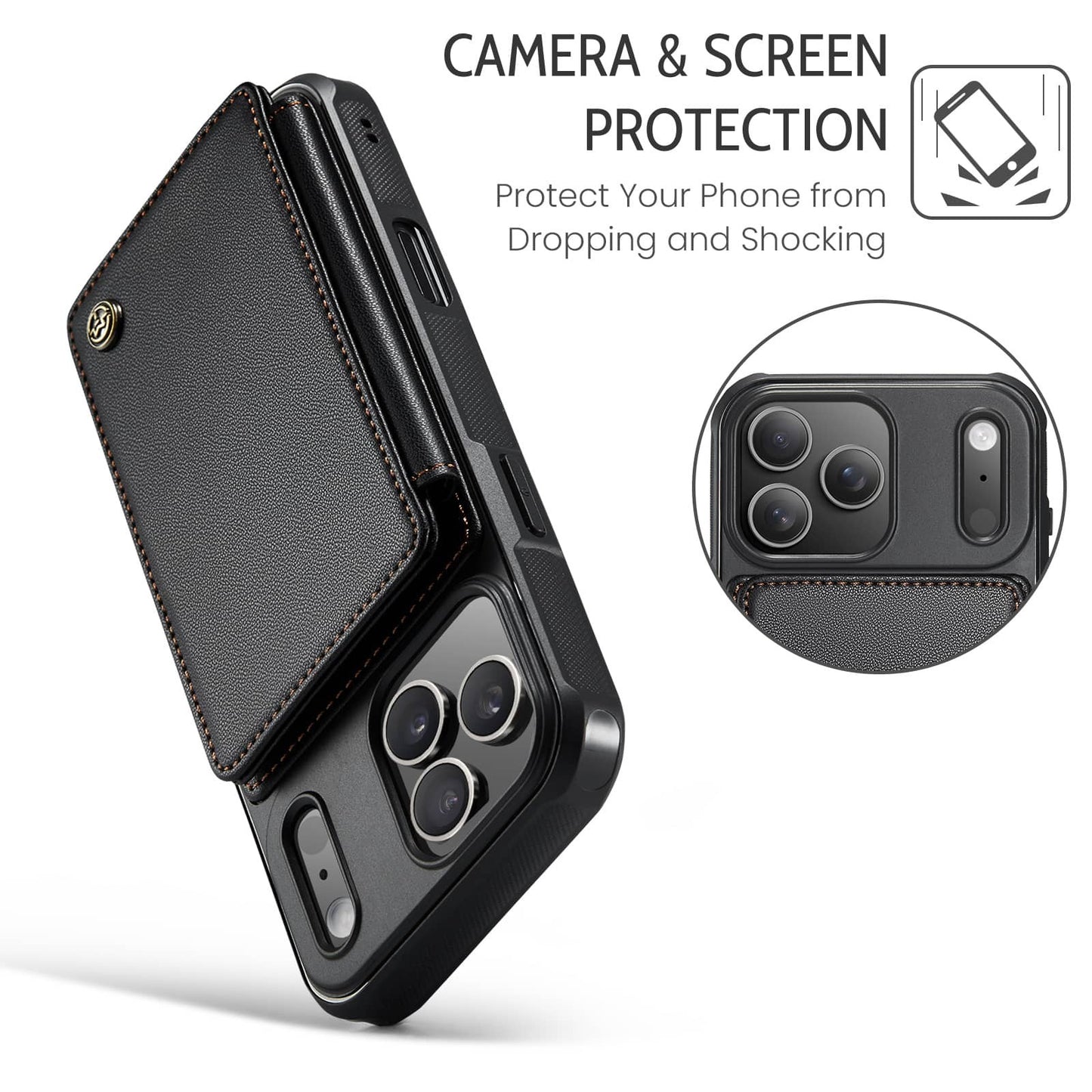 For iPhone 17 Pro Max/17 Pro/17e/Air Wallet Case with RFID Blocking Card Holder