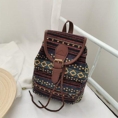 Vintage Canvas Backpack School Travel Rucksack Double Shoulder Bags 24*23*10 CM