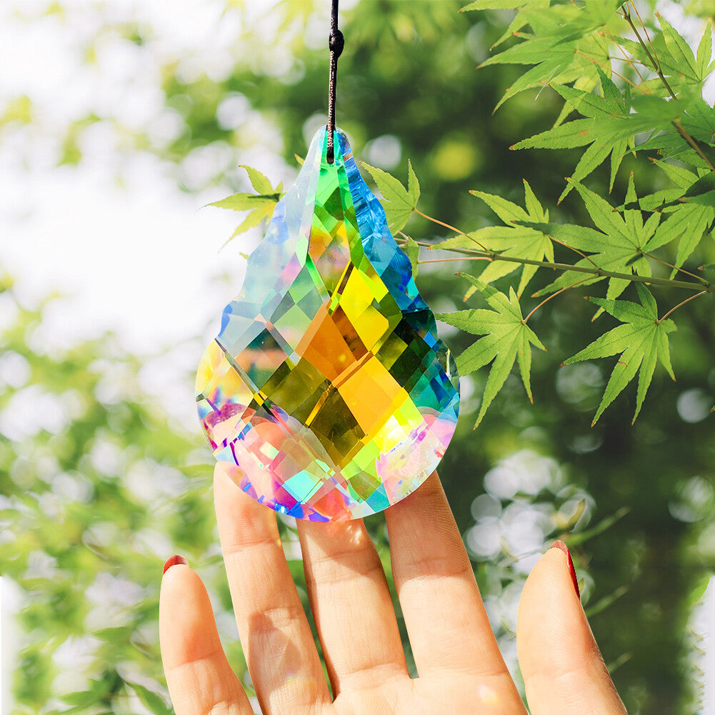 AB Aurora Feng Shui 89MM Gourd Crystal Hanging Faceted Prism Suncatcher Pendant