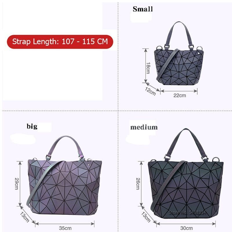 Luminous Big Bag Holographic Reflective Geometric Shoulder Bags Handbags Zipper