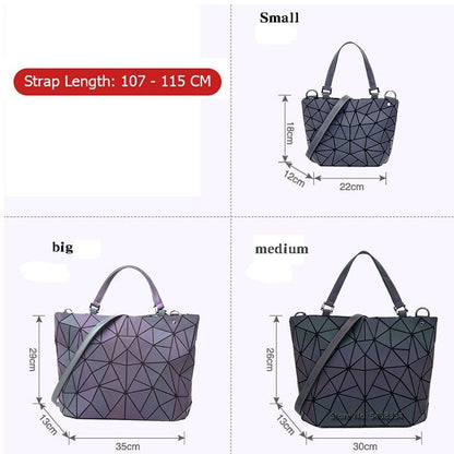 Luminous Big Bag Holographic Reflective Geometric Shoulder Bags Handbags Zipper