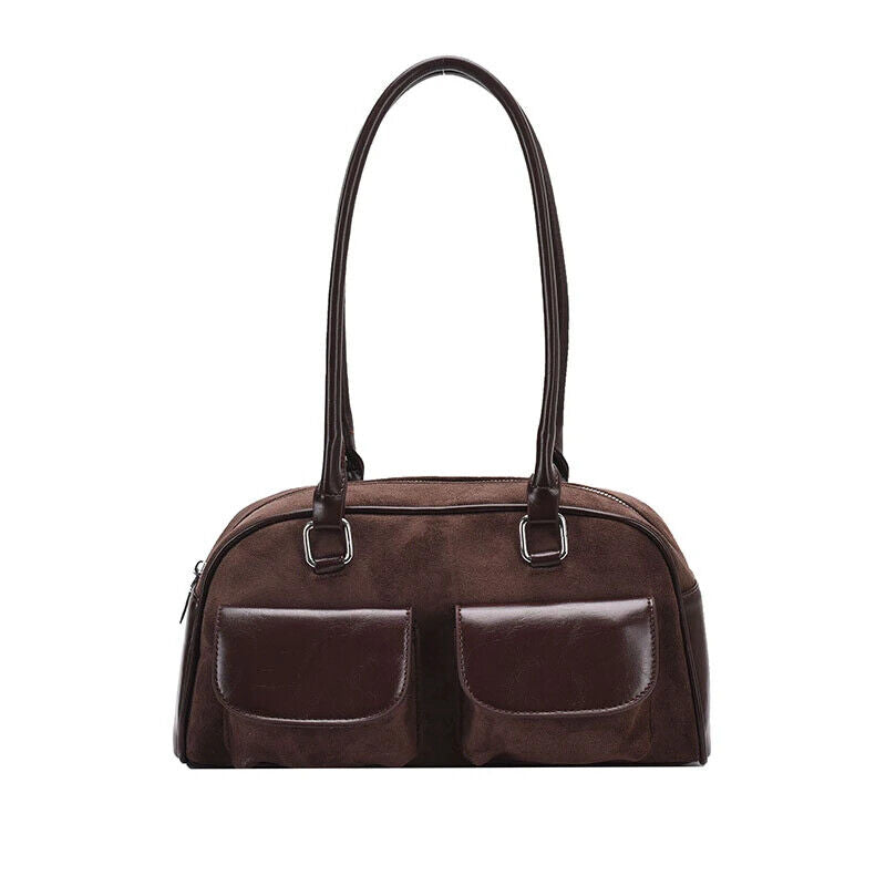 PU Leather Double Pockets Shoulder Bags Women Bag Lady Handbags and Purses