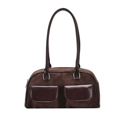 PU Leather Double Pockets Shoulder Bags Women Bag Lady Handbags and Purses
