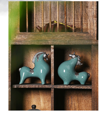 one piece crackle glaze porcelain tea pet horse statue Chinese zodiac Signs new