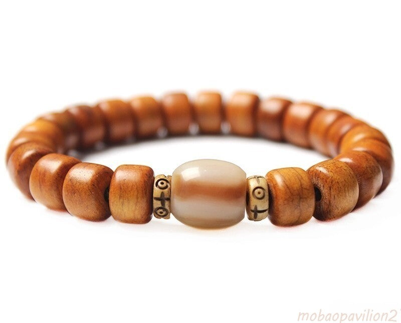 Tibet Yak Horn Old Bone Beads Bracelet Buddhism Prayer Chain Zen Decor Gift