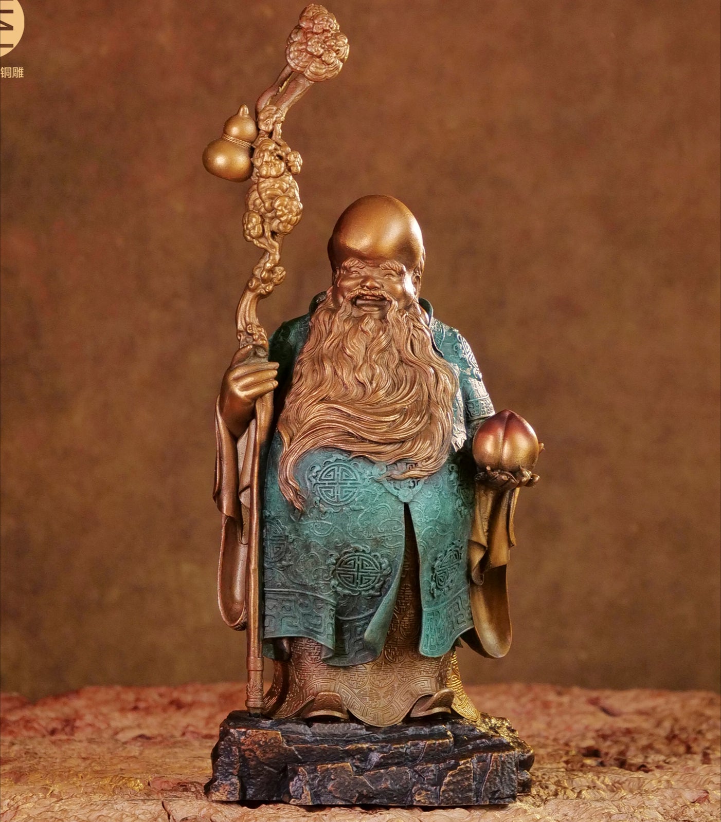 Brass Chinese God Longevity Statue Immortal Figure Artwork Home Decor Gift
