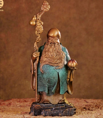 Brass Chinese God Longevity Statue Immortal Figure Artwork Home Decor Gift