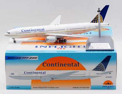 1:200 32CM InFlight Continental BOEING 777-200 Passenger Airplane Diecast Model