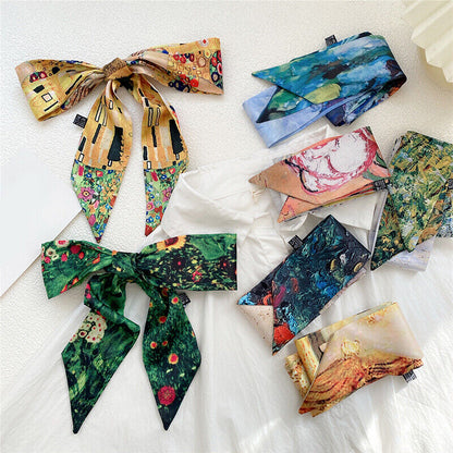 Long Skinny Silk Scarf Narrow Neckerchief Headband Handle Bag Band 105*6cm 1PCS