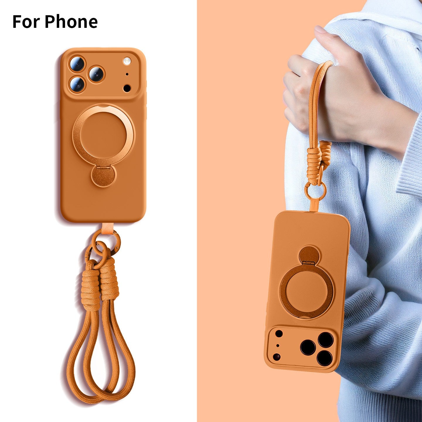 360° Rotation Bracket Holder Clear Back Cover Case for iPhone17pro max/16/15/14