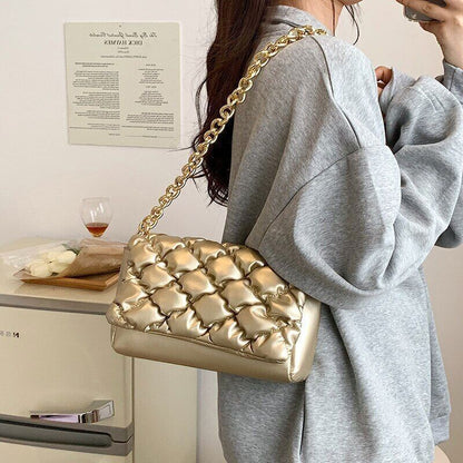 2022 Shoulder Bags Woman Leather Brand Handbag Gold Woman Shoulder Bag