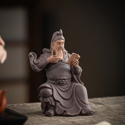 Purple Clay Tea Pet Guan Gong’s Night Reading Study Room Decoration Ornament