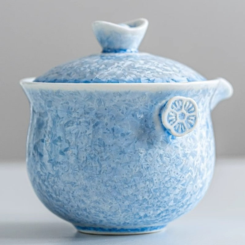 Crystalline Glaze Tea Set with Heat-Resistant Handle Travel Portable Companion