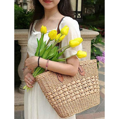 Women Straw Hobo Woven Shoulder Bag Large Tote Summer Travel Beach Handbag Purse