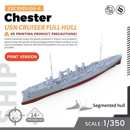 SSMODEL SSC350510S-A 1/350 Military Model Kit USN Chester Cruiser Full Hull