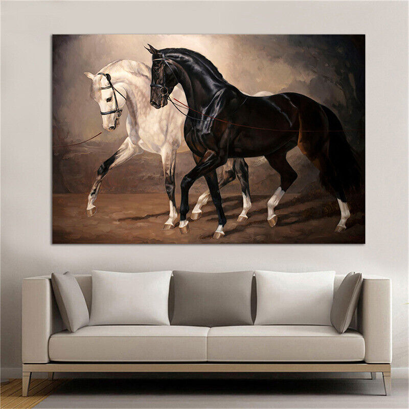 Black and White Horse Wall Art Canvas Prints Modern Animal Canvas Art Paintings