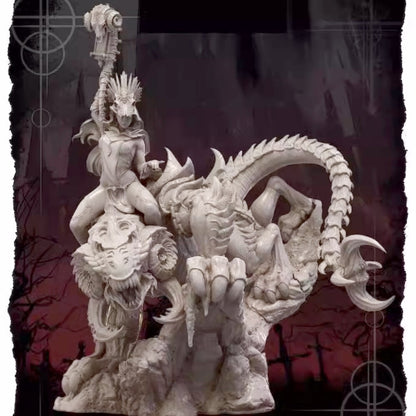 1:24 resin figure model Fantasy Woman Warrior and Mount Unassembled unpainted