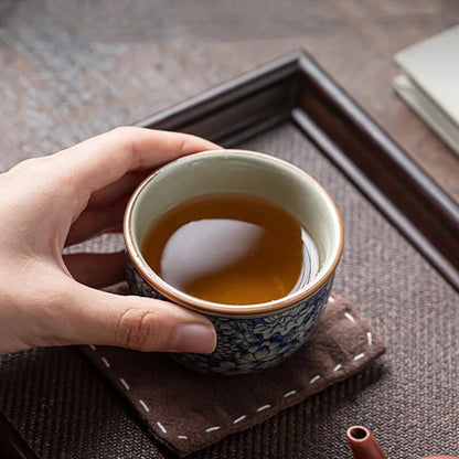 Ceramic Tea Cups Handmade Blue and White Porcelain Chinese Custom Tea Set
