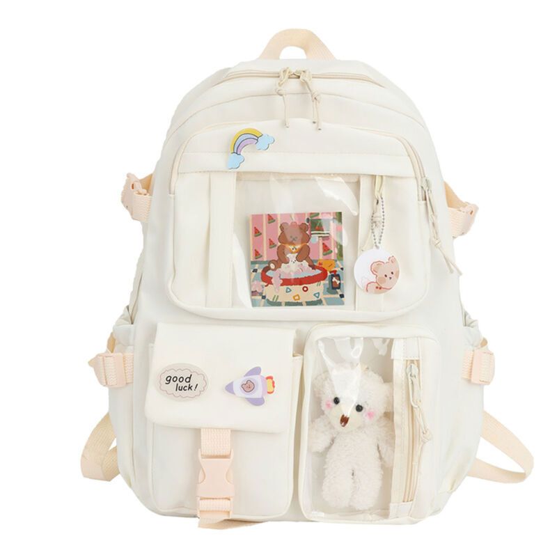 Large Capacity Backpack School Bag Laptop Girls Travel Bag With Pin