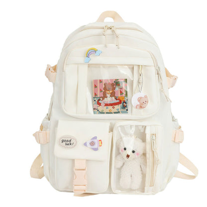 Large Capacity Backpack School Bag Laptop Girls Travel Bag With Pin