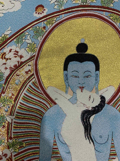 36" Tibet Tibetan Cloth Silk Samantabhadra Kuntuzangpo Adibuddha Tangka Thangka