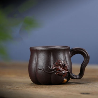 real yixing zisha tea cup with handle pumpkin design mug master cup 100ml China