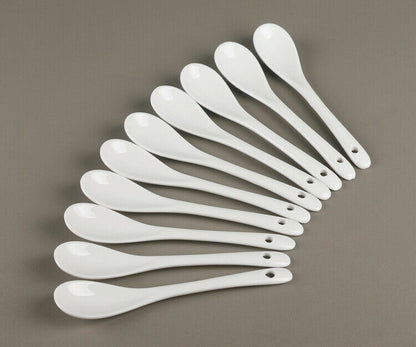 10Pcs 5 Inch Porcelain Ceramic Spoon Coffee Tea Cup Mug Latte Sugar Dessert