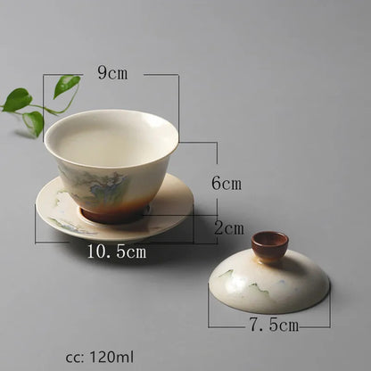 Chinese Gaiwan Ceramic Tea Bowl Creative Handmade Tea Infuser Household Tea Set