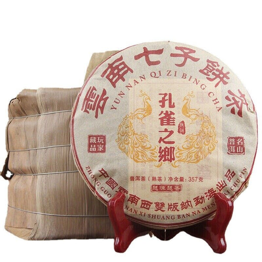 Yunnan Pu'er Tea Kong Que Zhi Xiang Puerh Tea Chinese Tea 357g Premium Ripe Tea