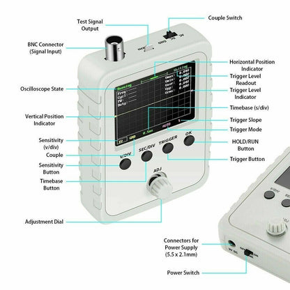 Full Assembled DSO150 Digital Oscilloscope 2.4" LCD Display With Test Clip Power