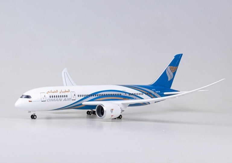 1:130 43CM OMAN AIR BOEING 787 Passenger Airplane Landing Gear Resin Plane Model