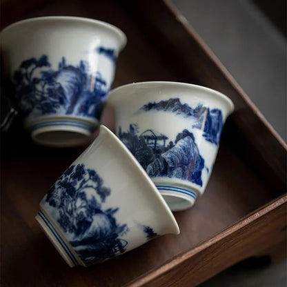 45ml Chinese Ceramic Tea Cup Handmade Landscape Porcelain Bowl Teaware Tea Set