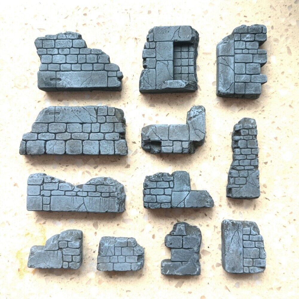 Building Ruin Model Rubble Brick Wall Base Prop War-Damaged Scene Model