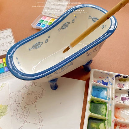 Watercolor Palette Ceramic Oil Painting White Porcelain Shell Color Mixing Plate