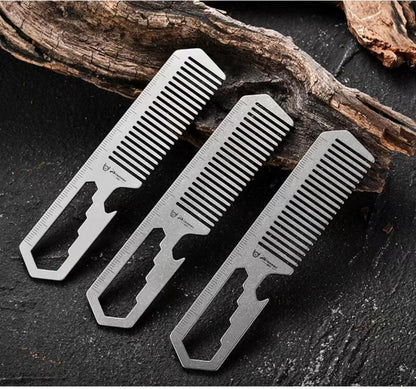 Titanium Hair Beared Comb Anti Static Pocket Multi Tool Bottle Opener Wrench EDC