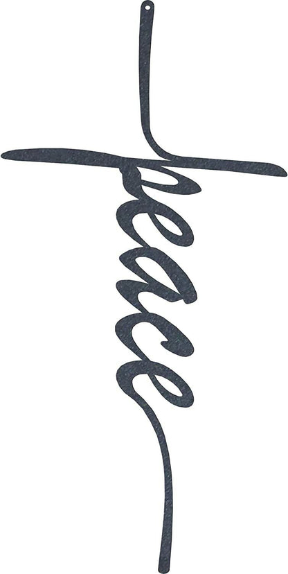 Metal Wall Art - Peace Cross - Metal Wall Art - Black