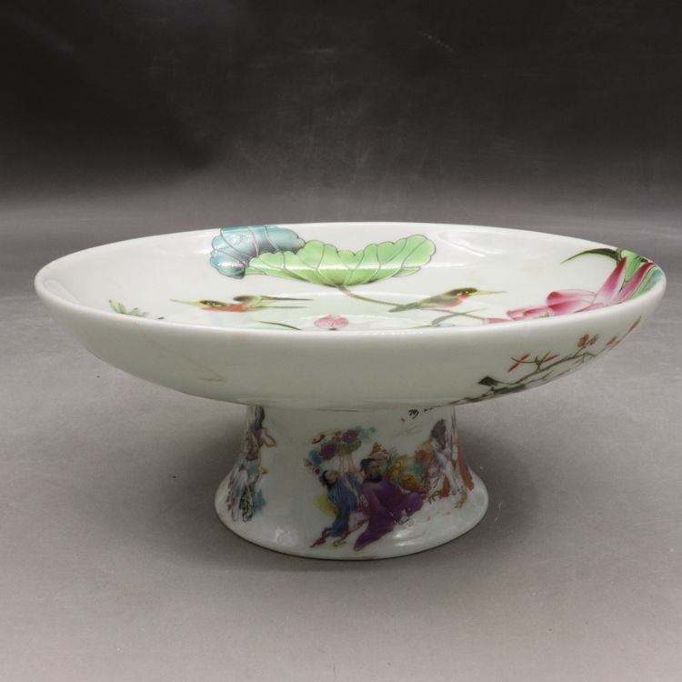 Chinese Famille Rose Porcelain Qing Tongzhi Flowers Birds Fruit Plate 6.50 inch