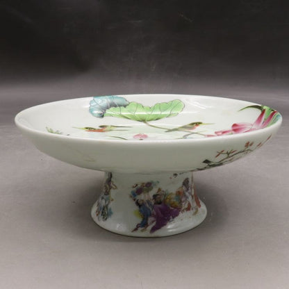 Chinese Famille Rose Porcelain Qing Tongzhi Flowers Birds Fruit Plate 6.50 inch