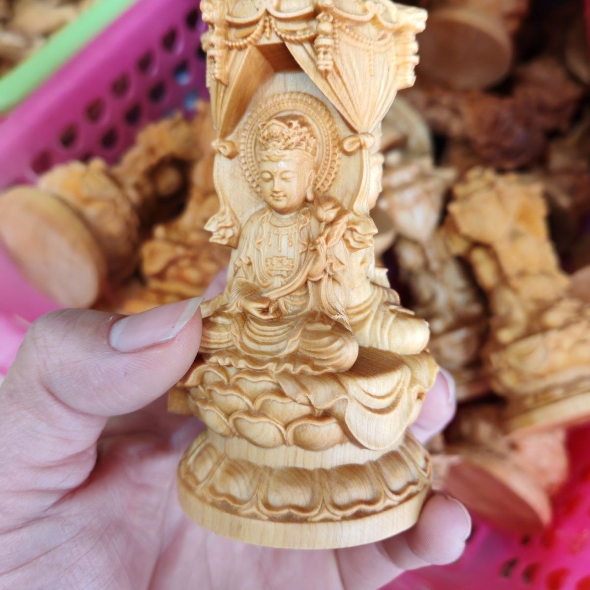 Yabai Wood Western Three Saints Buddha Hand Carved Decor