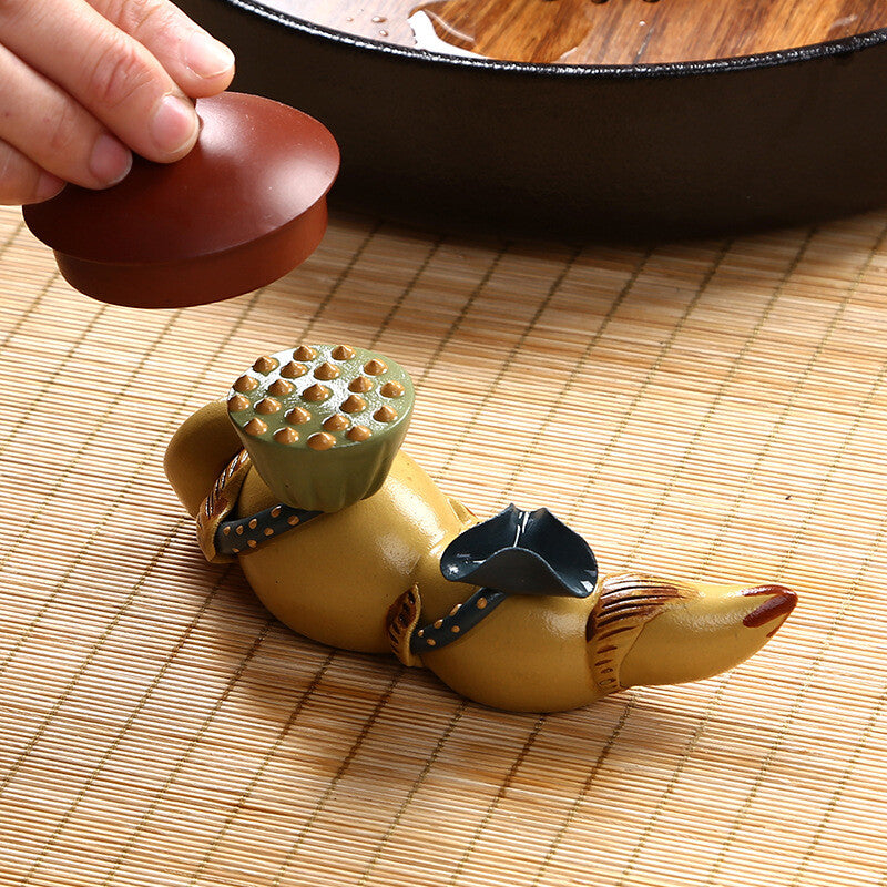 Crafts Purple Sand Tea Pet Lotus Root Tea Pot Tea Plate Decoration Tea Ceremony