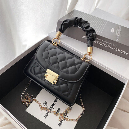 Newly Fashion Lattice Shoulder Small Women's Handbag Square Chain
