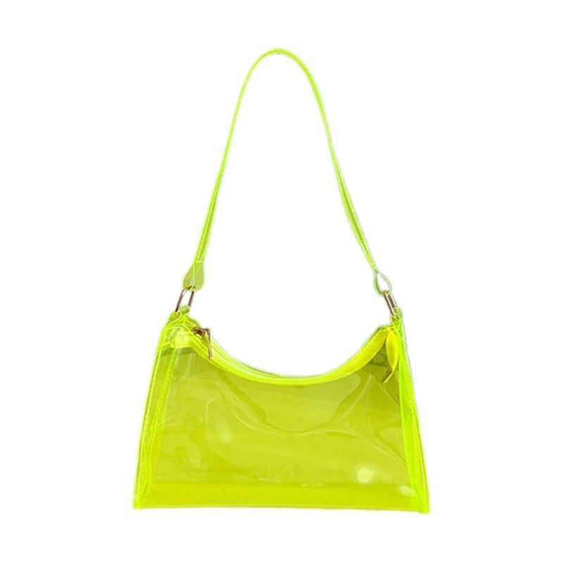 Jelly Shoulder Bag Half Moon Handbag PVC Underarm Bags Transparent Shopping Bag